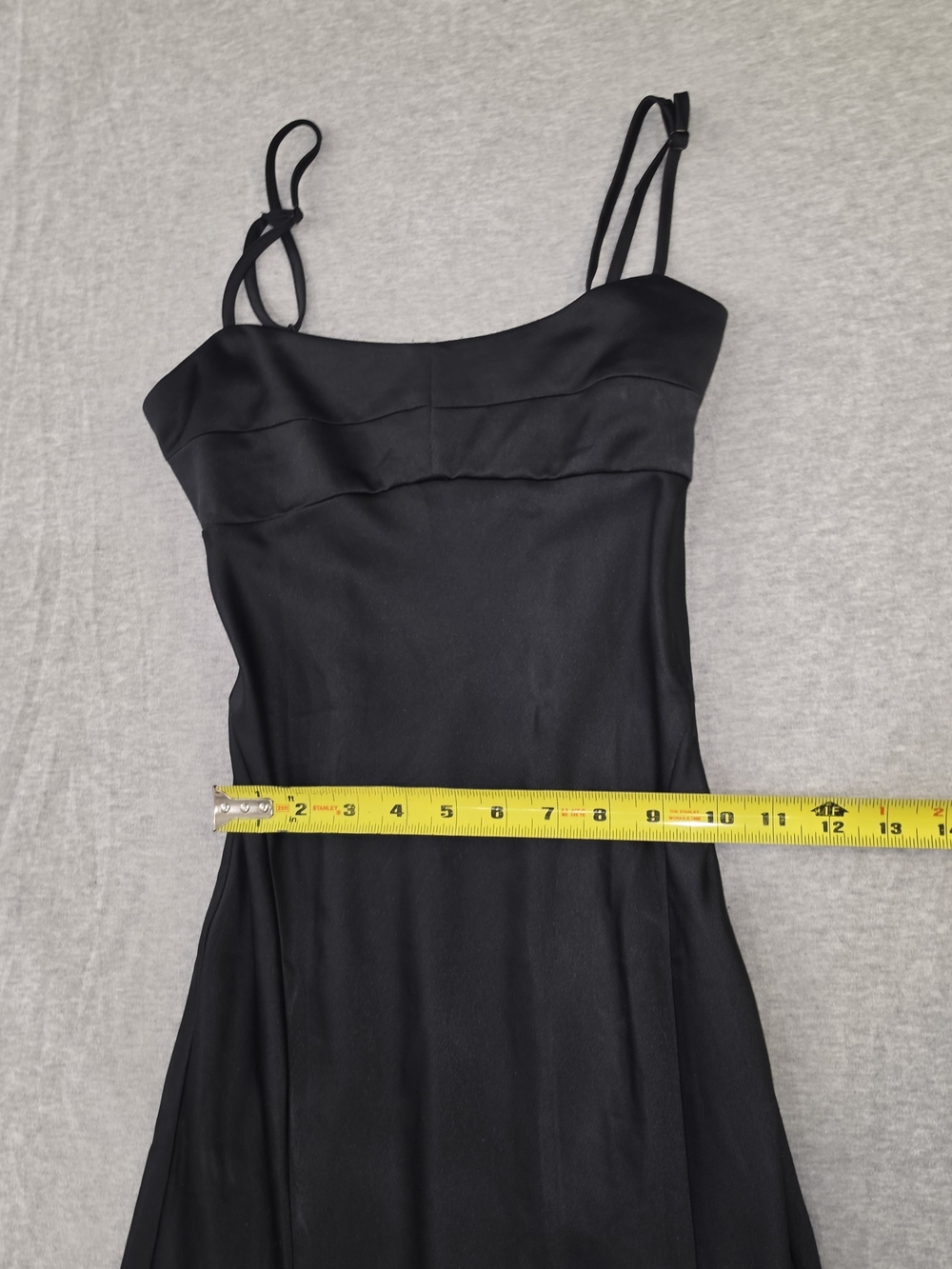 Black Satin Slip Maxi Dress with Spaghetti Straps - Picture 9 of 10